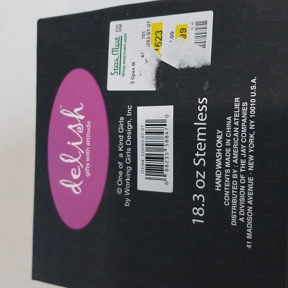 Fun girly painted stemless wine glass NIB! - Picture 4 of 4